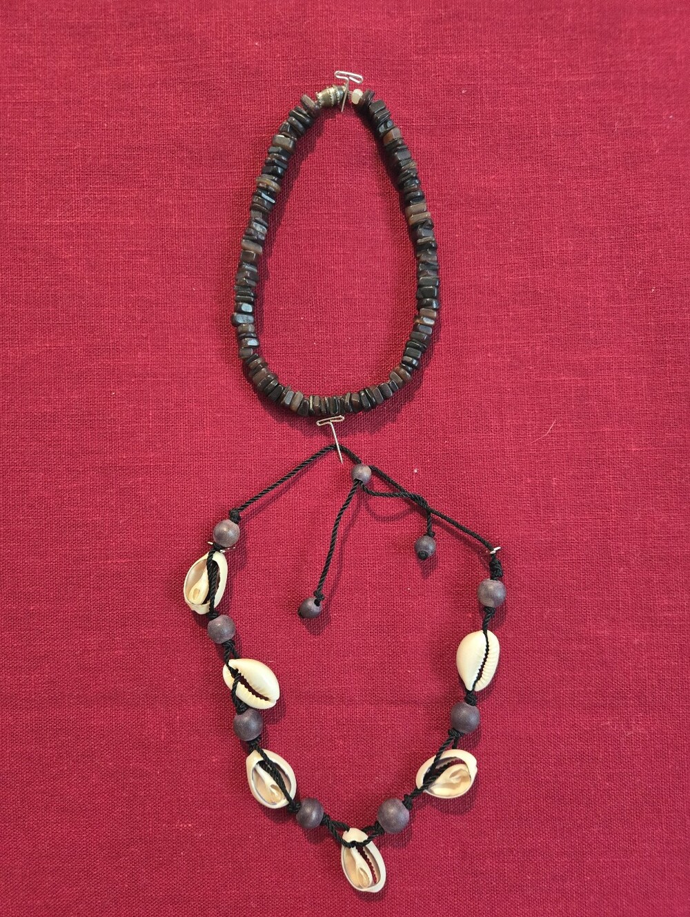 Shell & Wood Bead Bracelet Set - Black and Cream